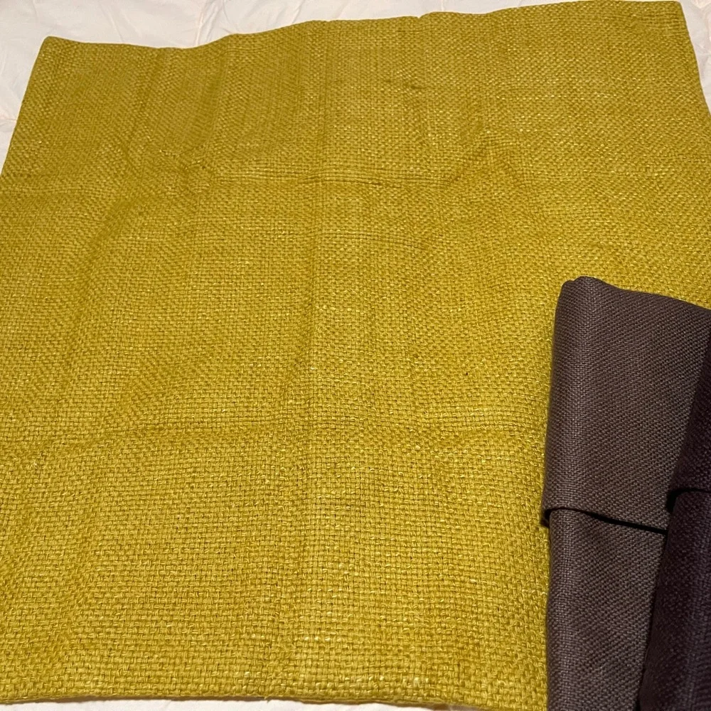 New West Elm Solid Raw Silk Button Pillow Cover, Dark Horseradish Gold, 20”